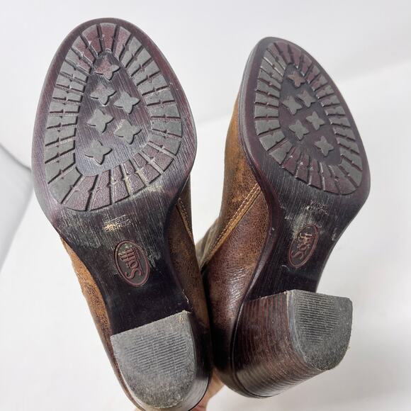 Sofft Womens 6.5 Brown Distressed Side Exposed Zip Ankle Booties Boot Leather - Picture 11 of 12